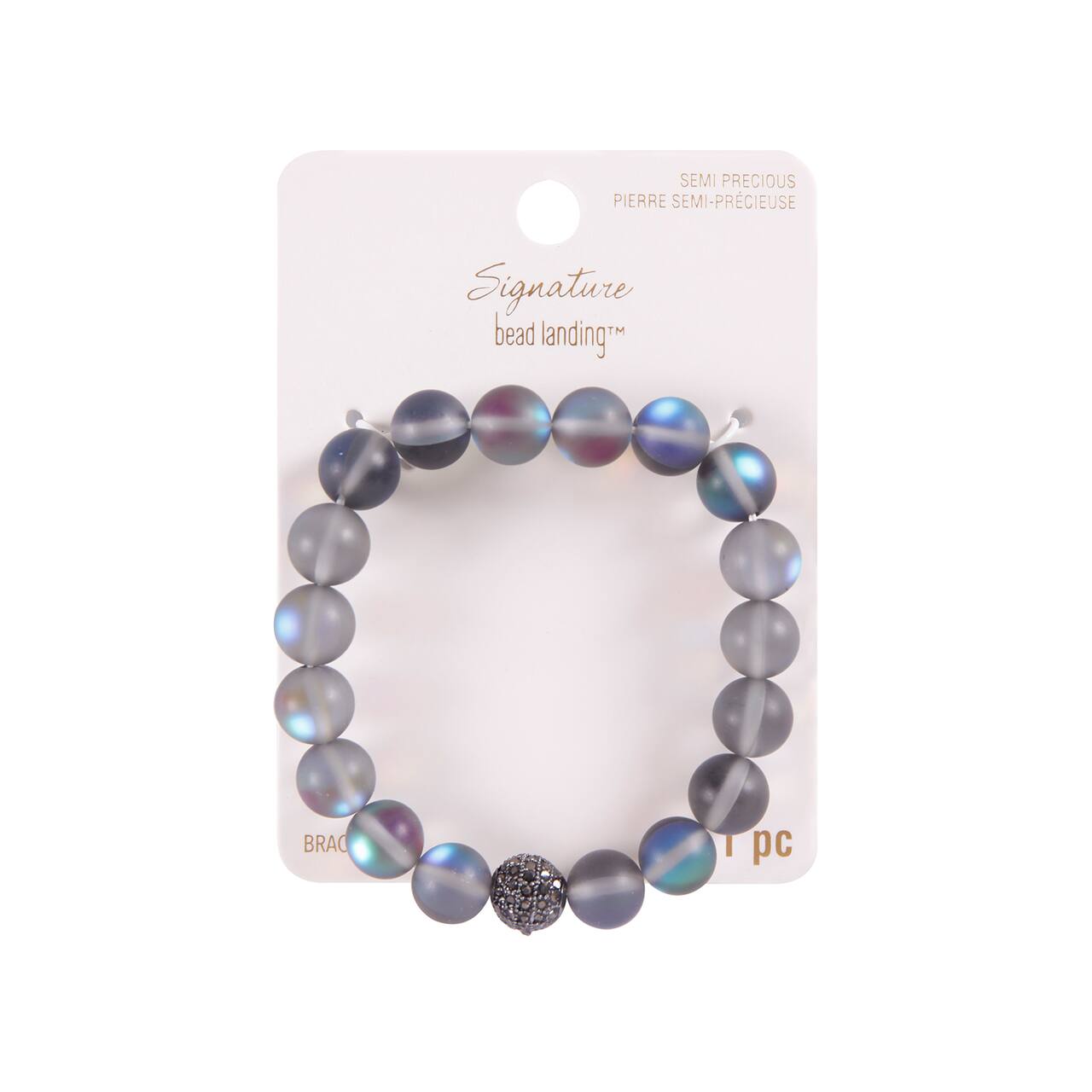 6 Pack: Signature Color Shop Black Moonstone Bracelet by Bead Landing™